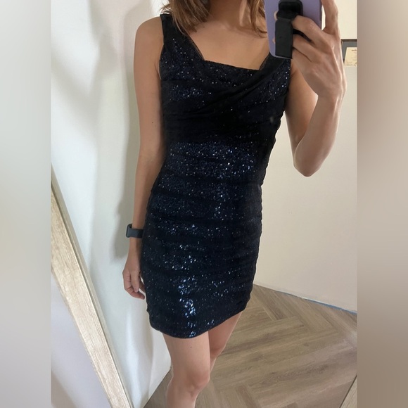 Express Black Sequin Bodycon Mini Dress - Picture 3 of 5